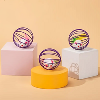 Self-entertaining Cat Toy Cage Mouse Ball with Feathers, Stimulates Hunting