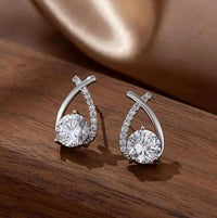 Vintage Cross Stud Earrings for Women Girls Korean Style Gold / Silver