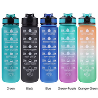 1000 Ml Large Capacity Sports Water Bottle with Time-Tracking Straw Leak