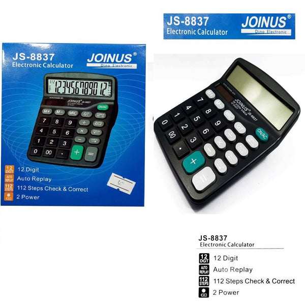 12 Digits Calculator 100 Check Joinus Js -8837 Black