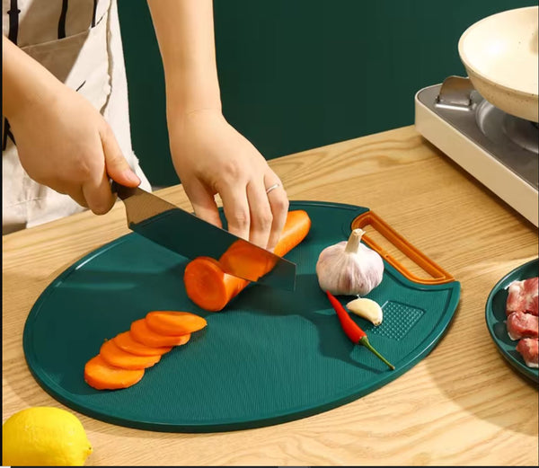 Round & Recatangle Dual-Sided Rotating Cutting Board, Non-Slip Versatile
