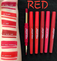 Miss Rose 2 in 1 Lipstick and Lip Liner Pink Nude & Red High Pigment Collection