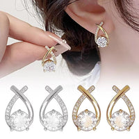 Vintage Cross Stud Earrings for Women Girls Korean Style Gold / Silver