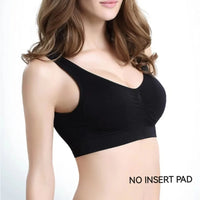 Women Seamless Bras Camisole Underwear Crop Top XXL 3xl Black Pure Color