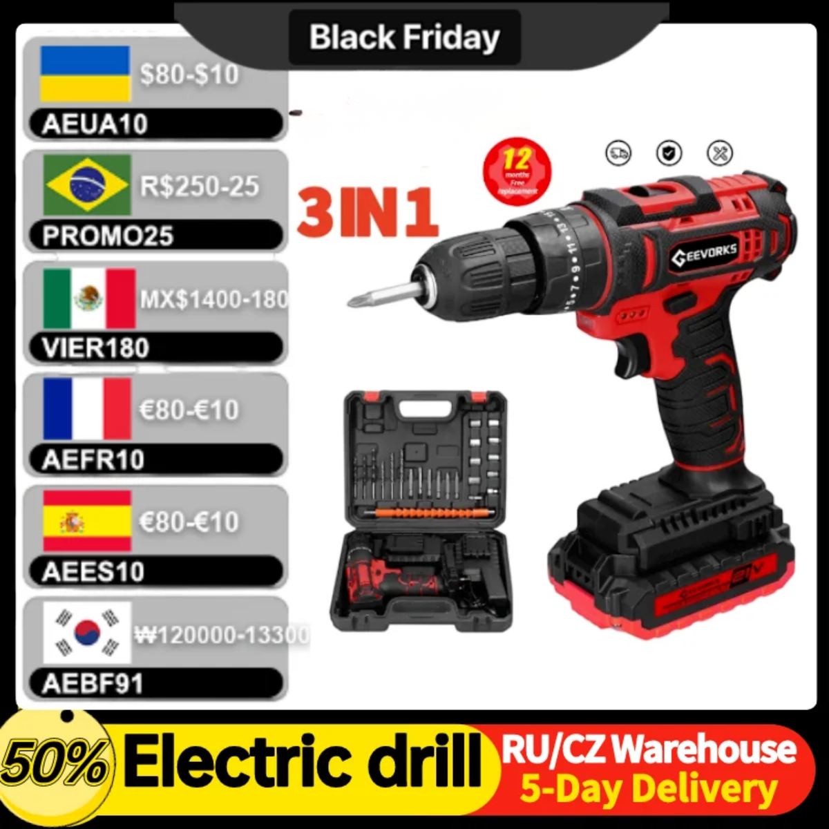 Mini Screwdriver 48v Electric Screwdriver Set 3IN1 Mini Drill Portable