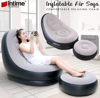 Comfortable Inflatable Sofa Set with Footrest 2pcs Air Lounge Chairs for