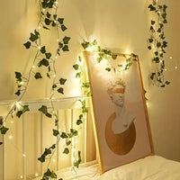 1pc of Artificial Ivy Vine with LED String Lights, Green Leaf Garland