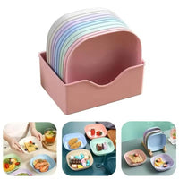 10 Random Color Square Plates with 1 Stand