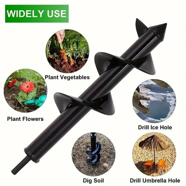 Metal Drill Bit Set Steel Gardening Tools Spiral Rod Loose Soil Digging Pit