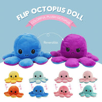 Reversible Moody Flip Octopus Soft Toy Two Sided Face Octopus Plush