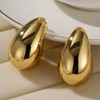 Creative Glossy Chunky Water Drop Shaped Stud Earrings 18k Gold Plated