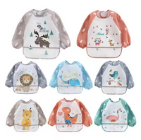 Cartoon Waterproof Long Sleeved Bib, Soft Feeding Bib, Great Christmas
