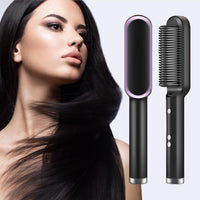 2-in-1 Electric Hair Styling Tool Hot Comb Straightener and Curler with