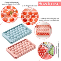 1pc Premium Plastic Ice Cube Tray 33-Cavity Round Diamond Design Food-Grade