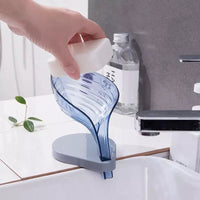 Bathroom Leaf Shape Plastic Soap Box Drain Shelf Stand Storage Plate Tray