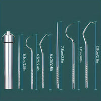 6 Pcs 1 Set Toothpick Set Metal Stainless Steel Oral Cleaning Tooth Flossing