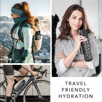 1000 Ml Large Capacity Sports Water Bottle with Time-Tracking Straw Leak