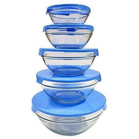 Pack of 5 Glass Bowl Set with Lids - Microwavable