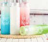 Glass Water Bottle Color Hello Master with Handle