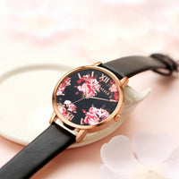 Luxury Leather Strap Rose Gold Frame Watch