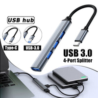 Usb Hubs Type C Aluminum Body High Speed Splitter 5Gbps for PC Computer