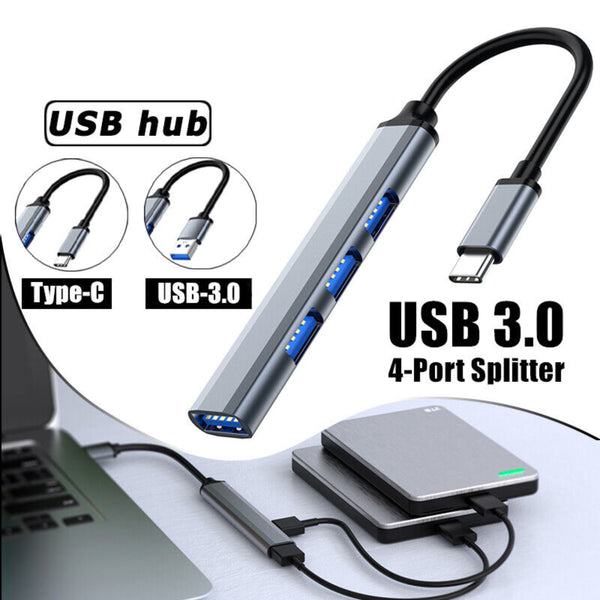 Usb Hubs Type C Aluminum Body High Speed Splitter 5Gbps for PC Computer