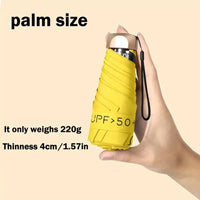 Elegant Mini 5-Fold Sun Umbrella with Golden Handle - Lightweight, Windproof