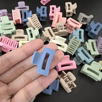 50pcs Mini Solid Color Hairpin Set Cute Rectangular Plastic Hairpin