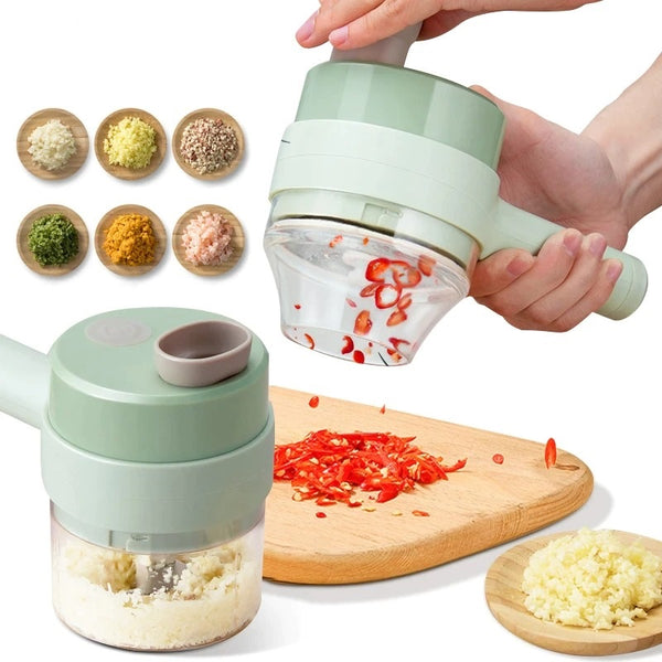 Electric Food Chopper Vegetable Slicer Garlic Grinder Handheld Cutter Grater