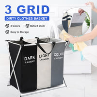 Dirty Clothes Storage Basket Three Grid Organizer Basket Collapsible Large