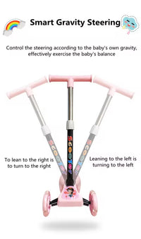 Foldable Kick Scooter Light-Up Wheels 3 Wheel Scooter 5 Height Adjustable