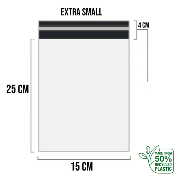 White Shipping Bag Recycled Poly Mailer Flyers Upto 500 Bags [15cm X 25cm +