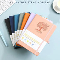 Elastic Strap Journal Notebook Office Work Planner Faux Leather Solid Color