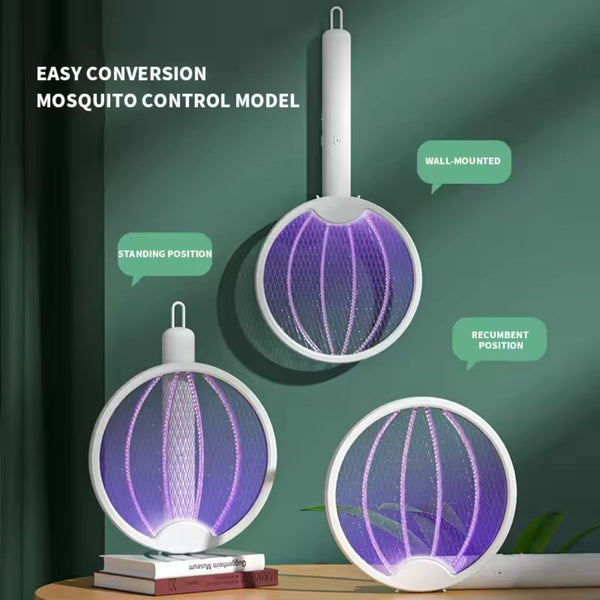 Smart 4-in-1 Electronic Rechargeable Mosquito Swatter Racket with Foldable
