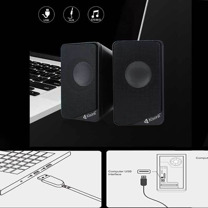 Ultra Loud Subwoofer Kisonli Ks-03 Multimedia 3wx2 USB Speaker for PC & Laptop