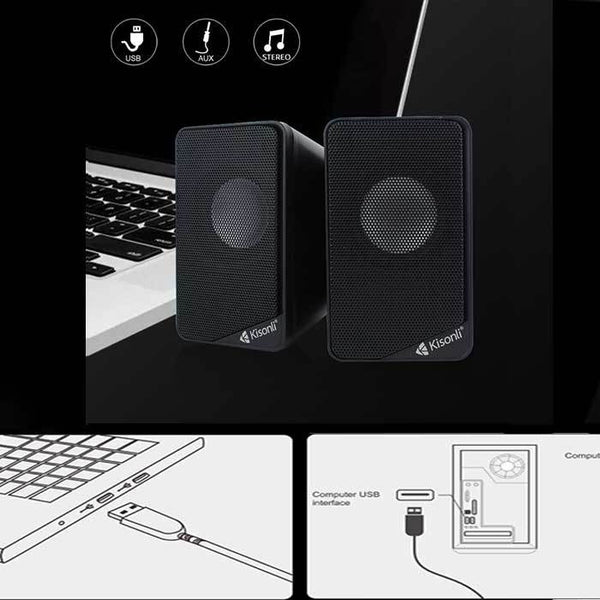 Ultra Loud Subwoofer Kisonli Ks-03 Multimedia 3wx2 USB Speaker for PC & Laptop