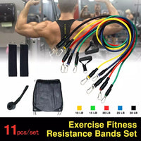 Resistance Bands Set with Handle (11pcs) - Workout Bands with 5 Stackable