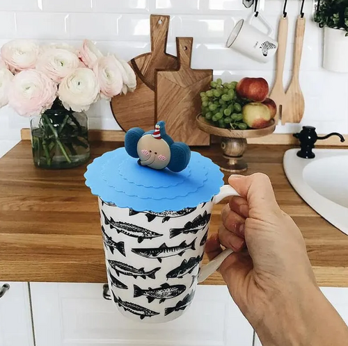 1 Pcs Silicone Drink Cup Lids 10cm Creative Round Mug Cover Reusable Anti