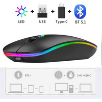 Hp W10 Mouse/Rechargeable Mouse/Bluetooth+Wireless Mouse/Rechargeable Silent