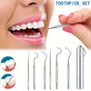 6 Pcs 1 Set Toothpick Set Metal Stainless Steel Oral Cleaning Tooth Flossing