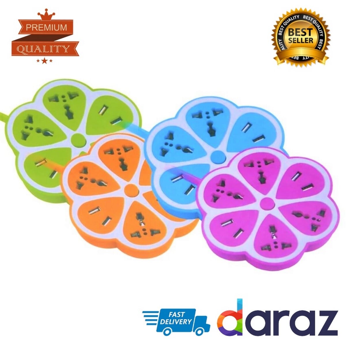 Flower Petals/UFO Shape Multi Plug Extension Cord Power Socket with 4/2 USB