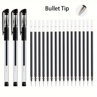 3 Pens + 20 Refills Gel Pen Set School Supplies Black Blue Red Ink Color