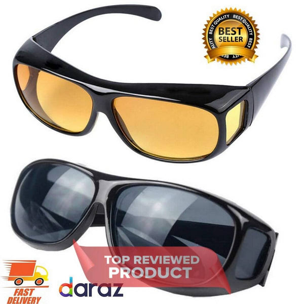 2pcs HD Vision Wraparound Day & Night Driving Glasses