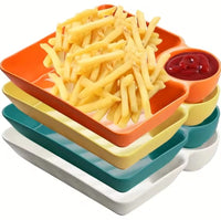 4pcs Plastic Serving Platter Set, Potato Chip Plate, Sturdy Snack Plate