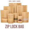 100g - Kraft Paper Bag Stand Up Pouch Food Zip Lock Packaging Window (12cm X