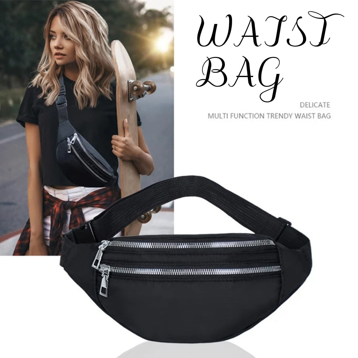 Fashion Waist Bag Women's Simple Shoulder Bag Lightweight Oxford Cloth Men's