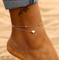 1pcs Mini Love Heart Thin Chain Anklet Set Simple Minimalist Ankle Bracelet