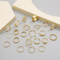 Set of 22 Elegant and Simple Style Women's Fashion Stackable Open Rings Set