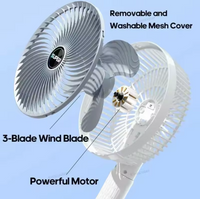 3-speed 360 Rotating USB Rechargeable Wireless Electric Portable Clip Fan
