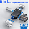 6 in 1 Memory Card Reader with USB 3.0 Type C/USB/Micro Usb/tf/sd Memory